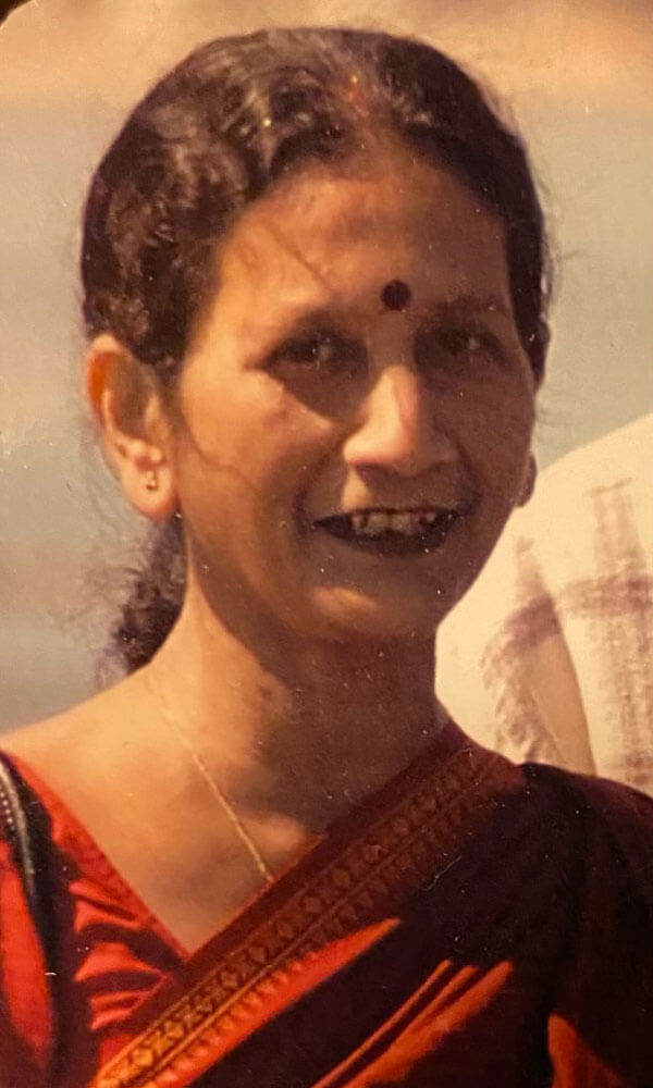 Tilottama Ghosh Chowdhury's mother in traditional Indian wear.