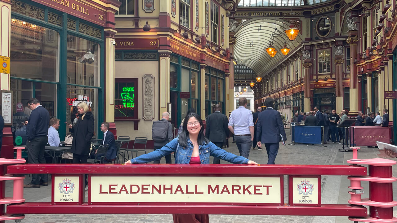 A female student at Leadenhall Market