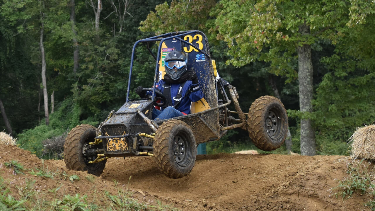 The baja vehicle driven on a muddy track