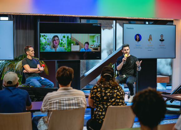 Several students attend an alumni networking panel in Los Angeles at Google