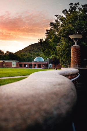 Sunset over the quad and business center