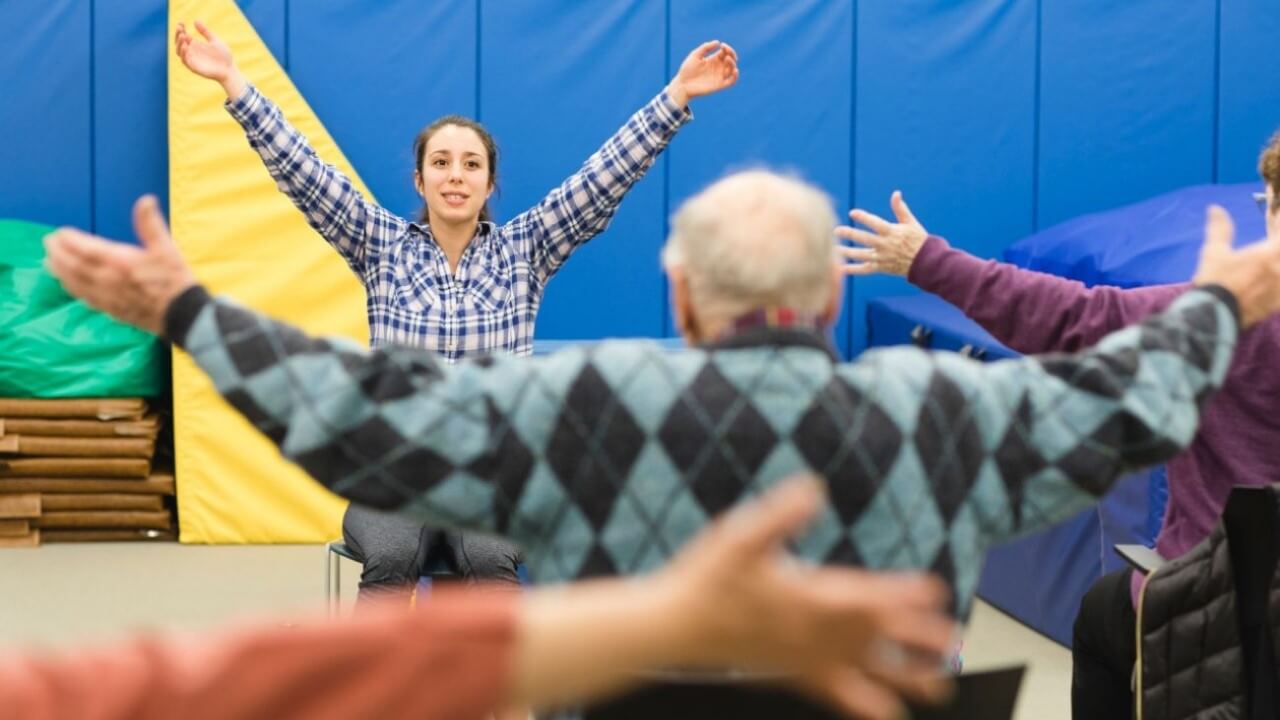 female student leads course to seniors