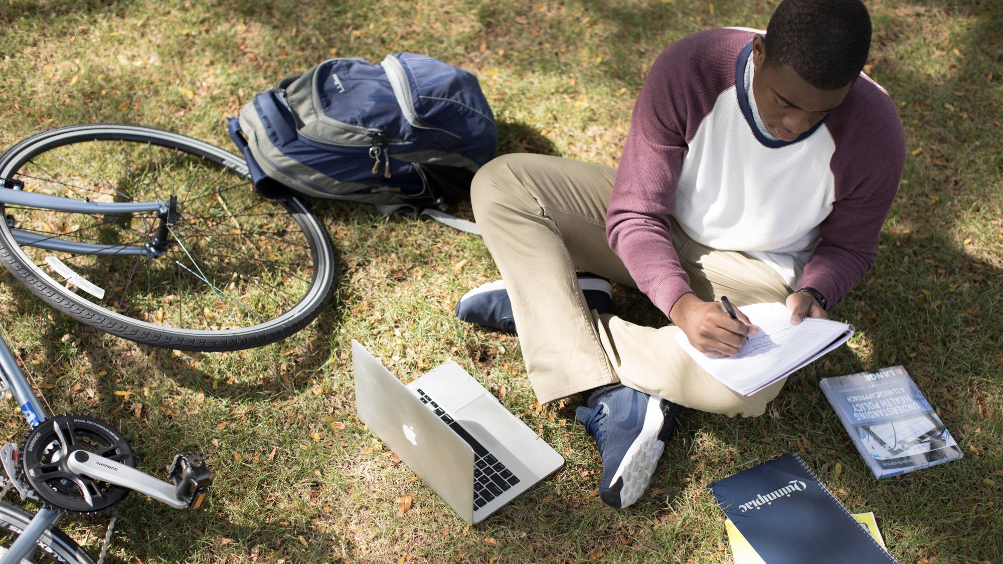 Student on lawn