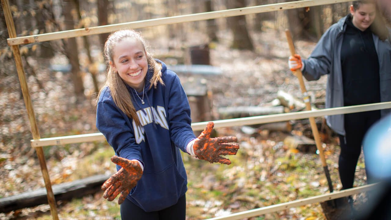 Student volunteering at the Big Event