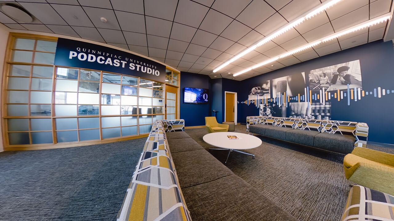 The Quinnipiac University Podcast Studio.