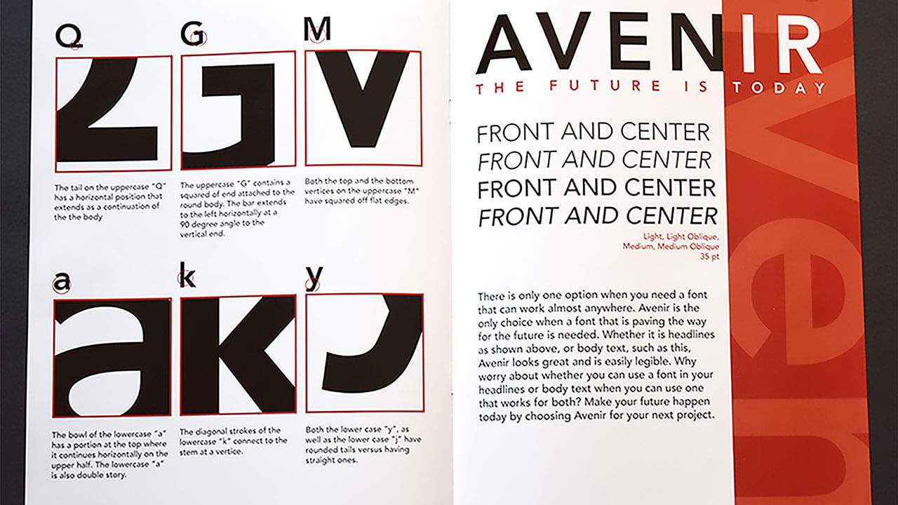 An example of a typography treatment spread with various typefaces