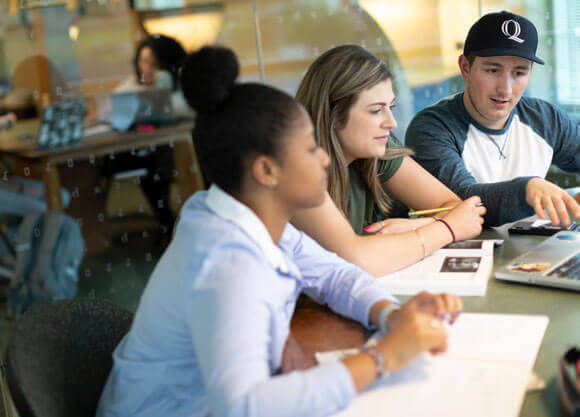 Students study in the Arnold Bernhard Library