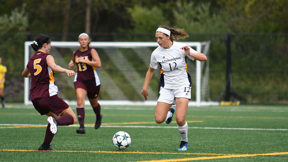 Quinnipiac Women's Soccer team completes against Iona College.