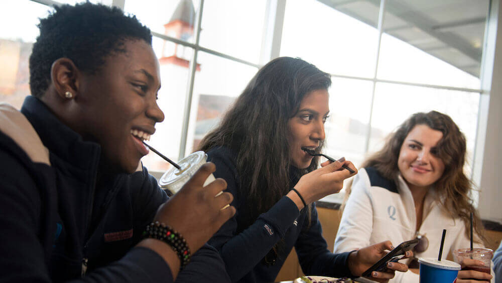 Dining in the Carl Hansen Student Center on Quinnipiac University's Mount Carmel Campus in Hamden.CT.