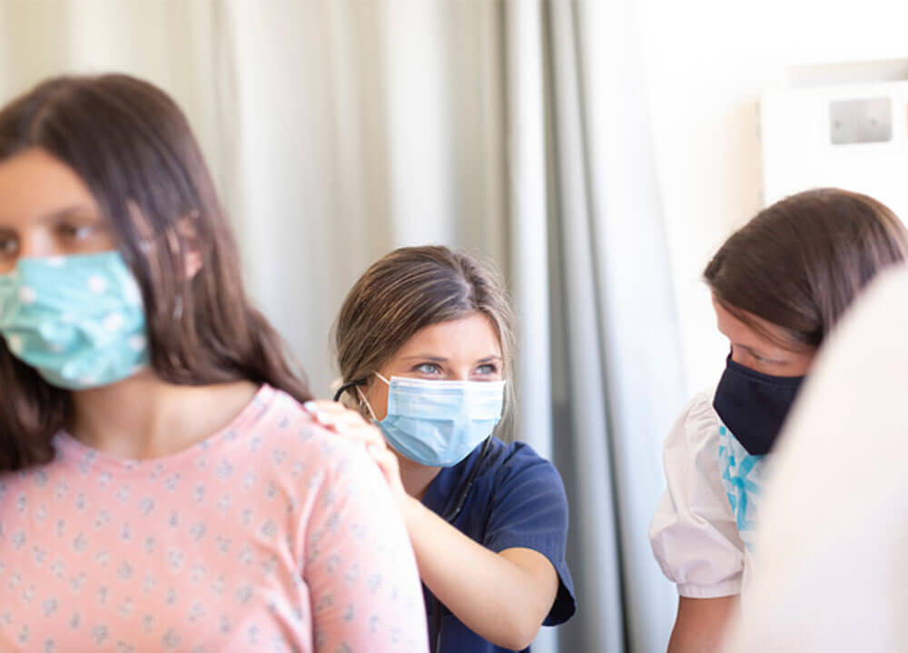 Students working together in the School of Nursing