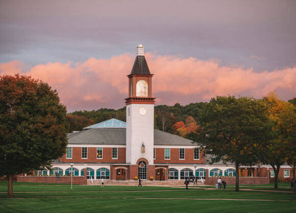 Sunset view of the Arnold Bernhald Library