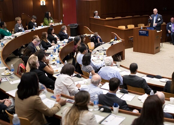 Keynote speaker James Merklinger, president of the Association of Corporate Counsel, addresses the Connecticut Bar Association Diversity Summit at our School of Law.