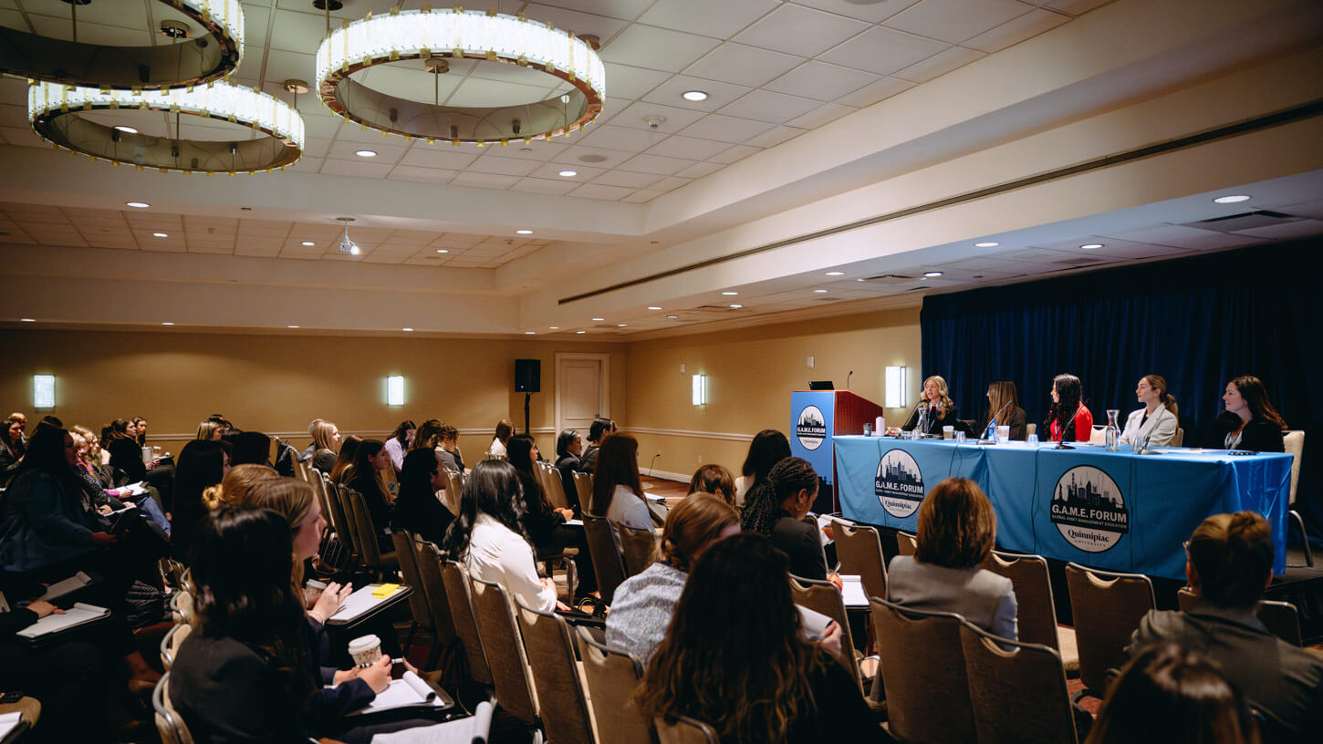 Dayna Blechman moderates a panel focused on women in finance at GAME Forum XIII.